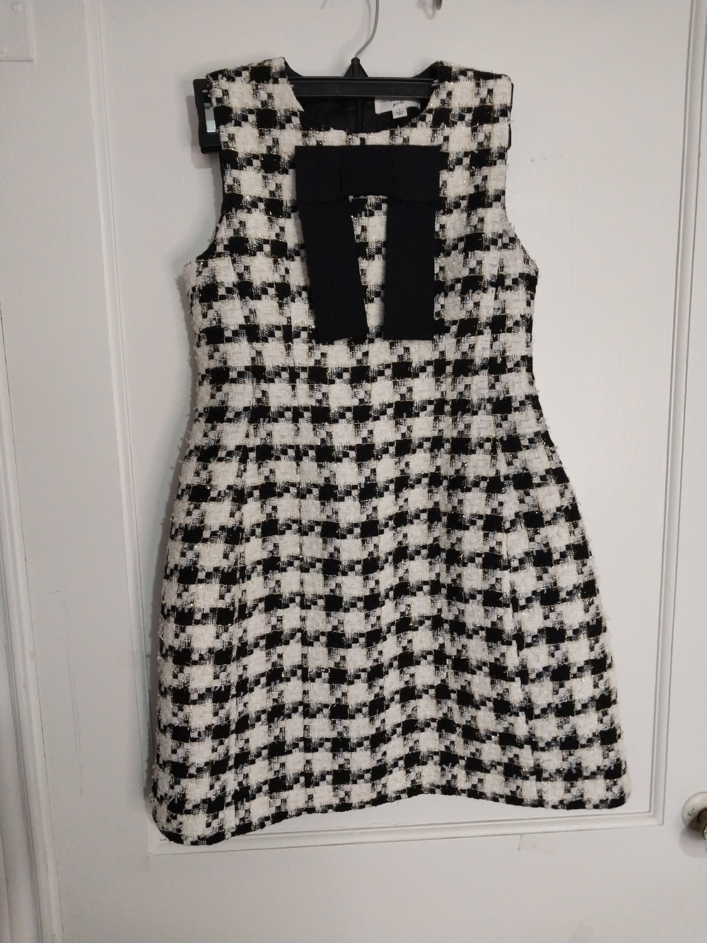 A Love A Girl Holidey Tweed Hundestooth Style Academy Dress Black Withe Size L